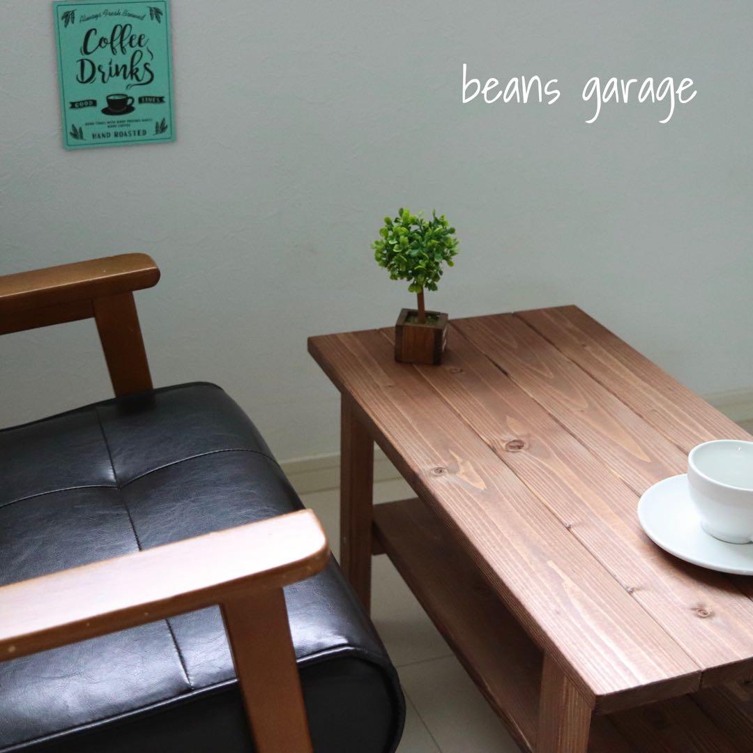 天然木 無垢ローテーブル コーヒーテーブル リビングテーブル 勉強机 棚付き