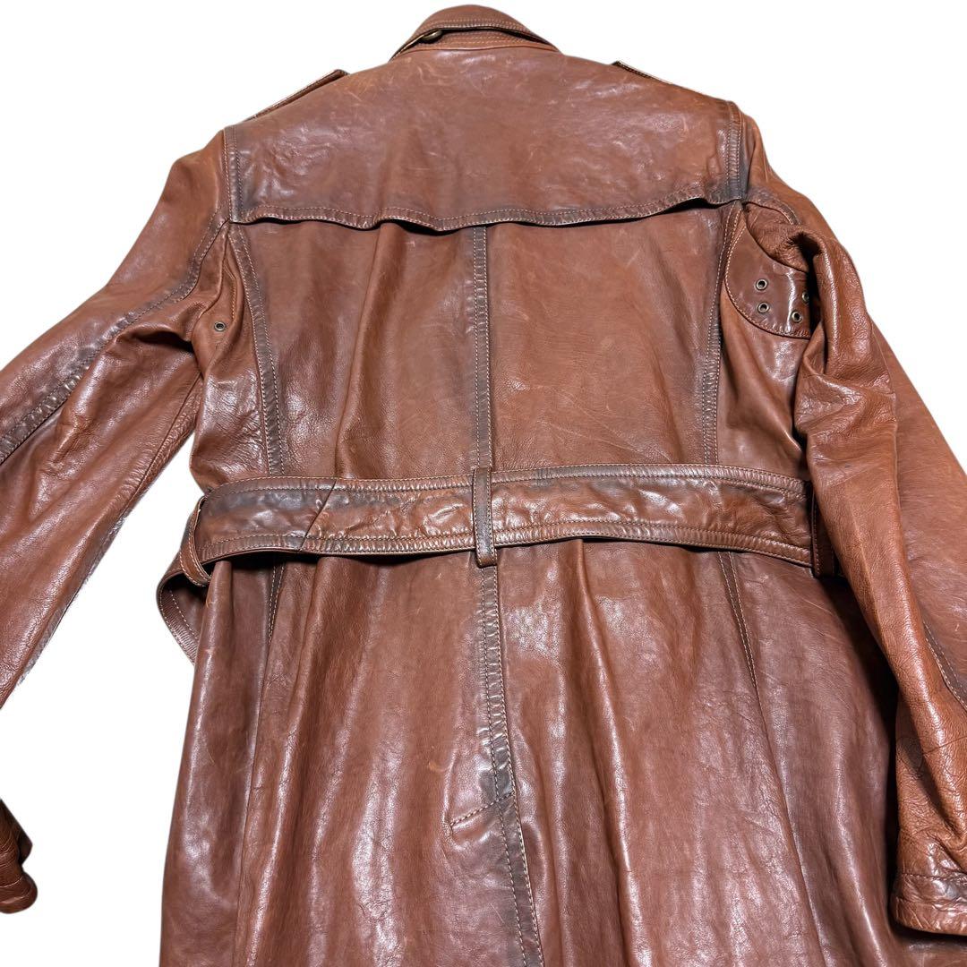 希少 バーバリーブリット レザー トレンチコート レディース US-40M-L