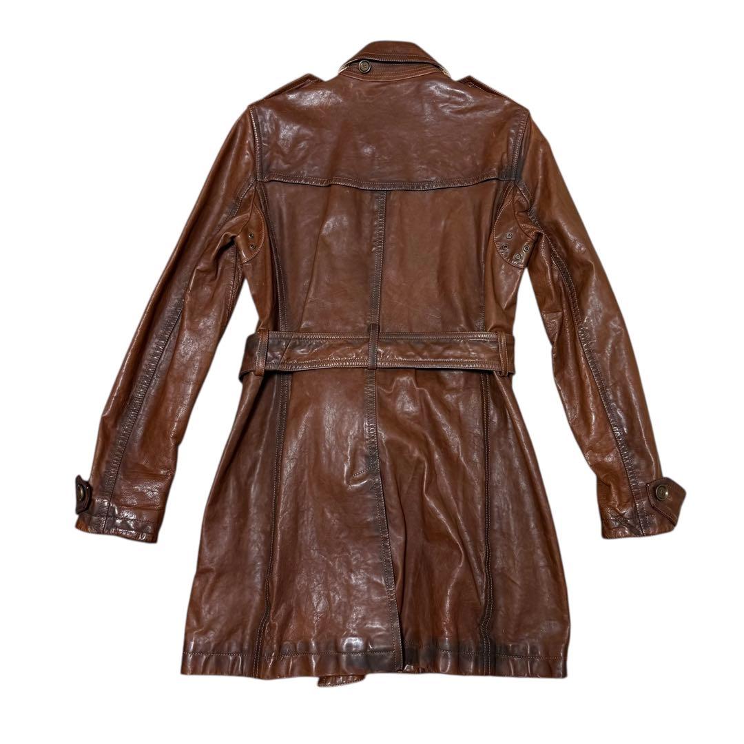 希少 バーバリーブリット レザー トレンチコート レディース US-40M-L