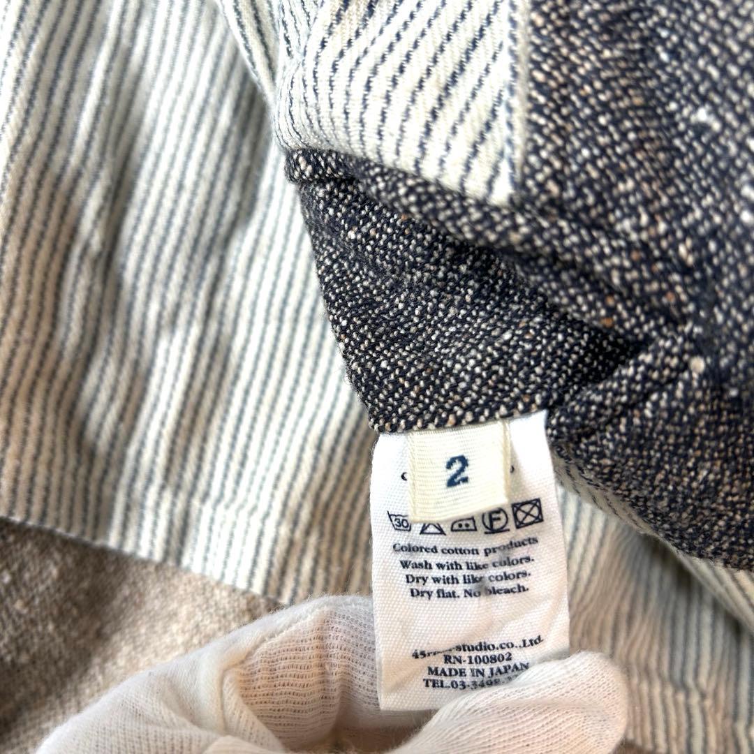 美品　45R DASH 45rpmインディゴツイード　オーガニックコットンコート