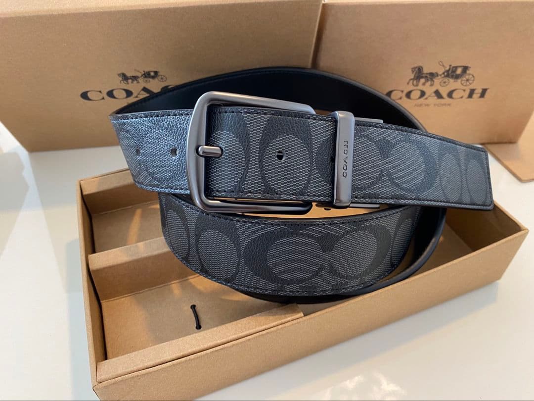 SALE♪コーチ　新品　リバーシブルベルト　馬車バックルセット