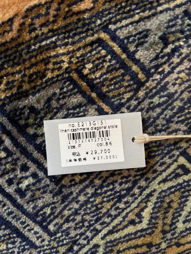 evam eva リネン　カシミヤ　ストール　ダークグレー 定価29,700円