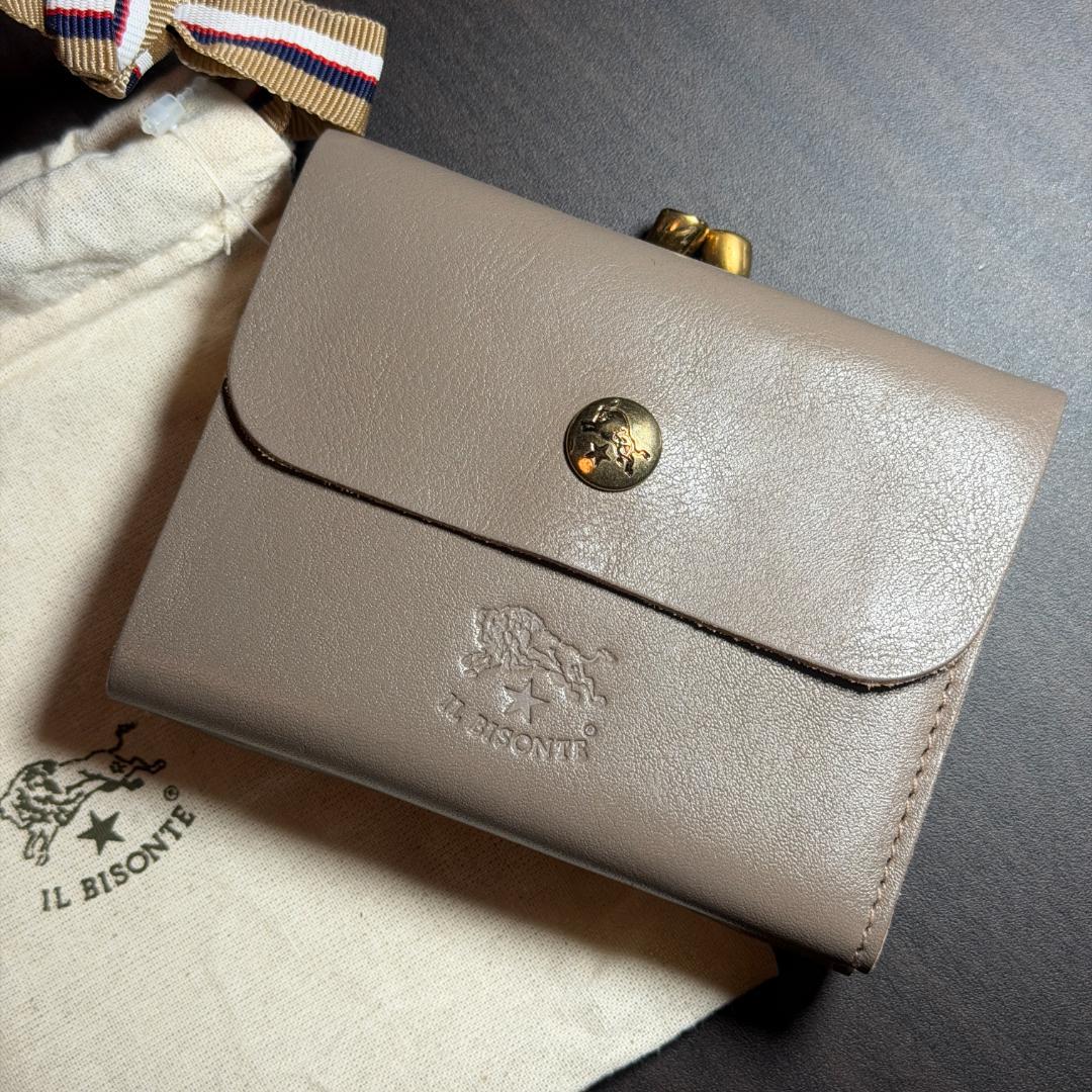 【新品未使用】イルビゾンテ 二つ折り がま口 財布 グレー