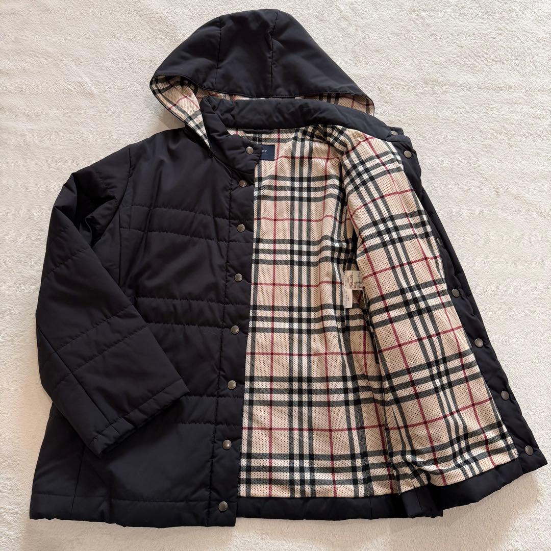 バーバリーロンドン　キルティングジャケット　ノバチェック　メッシュ　3L　黒