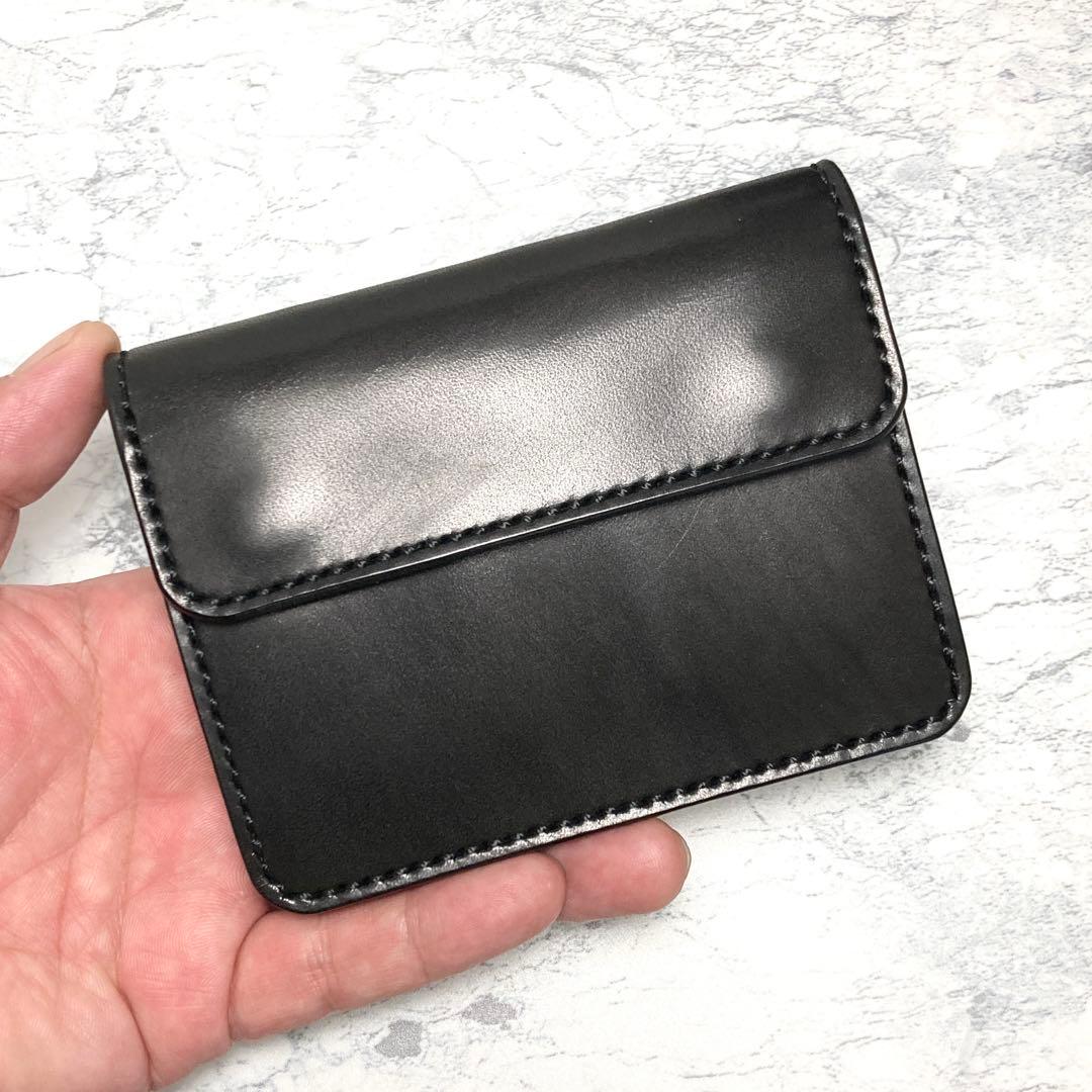 栃木レザー コンパクト財布 本革 ミドルウォレット レディース メンズ 黒