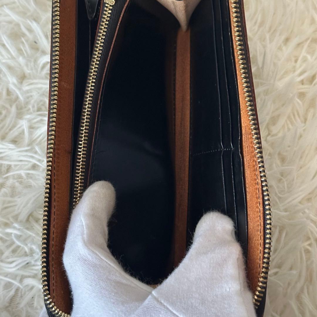 ポーター 長財布 Ｌ字ファスナー レザー 黒 茶色 ロングウォレット ロゴ