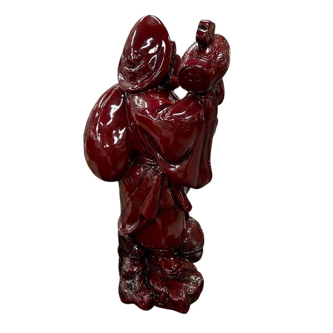 七福神 置物 大黒天 布袋尊 2体ペア 赤漆塗 高さ約60cm◆縁起物 商売繁盛
