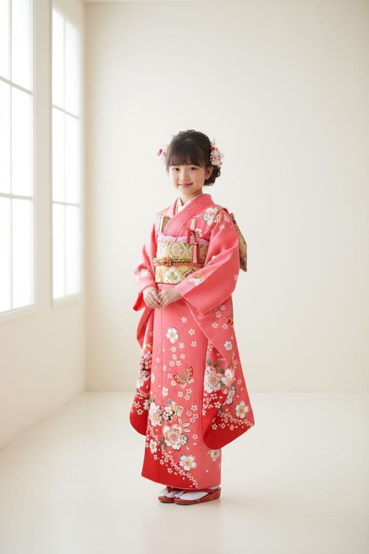 ◎mk-911　七五三　着物　襦袢　半衿　重ね衿　セット　女の子　10-16