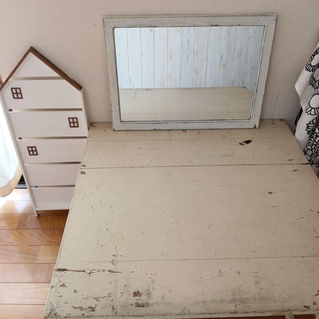 「最終価格」アンティークテーブル　ミラー　サリュ　おうち型　３点セット