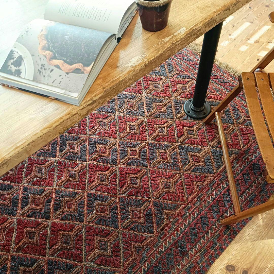 ※【牛丼マニア】L183cm マシュワニ ヴィンテージラグ　トライバルラグ