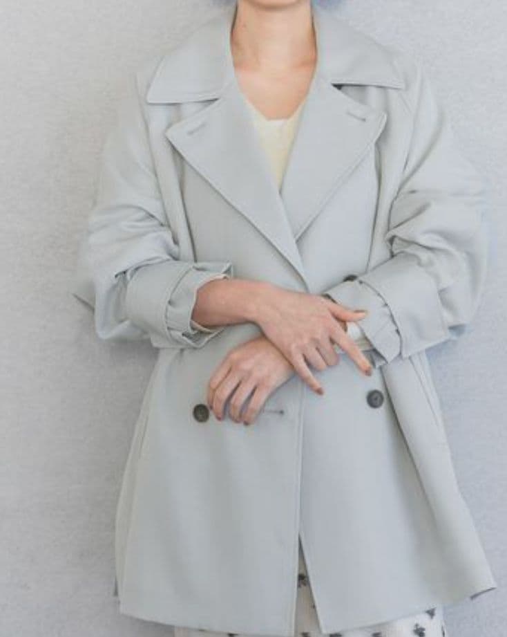 【らーめん】Apart by　ルーズジャケットコート（ライトブルー）