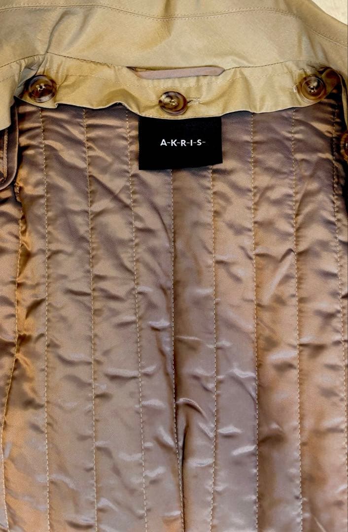 シルク　ロングコート　XL ライナー付き　トレンチコート　アクリス　Aライン