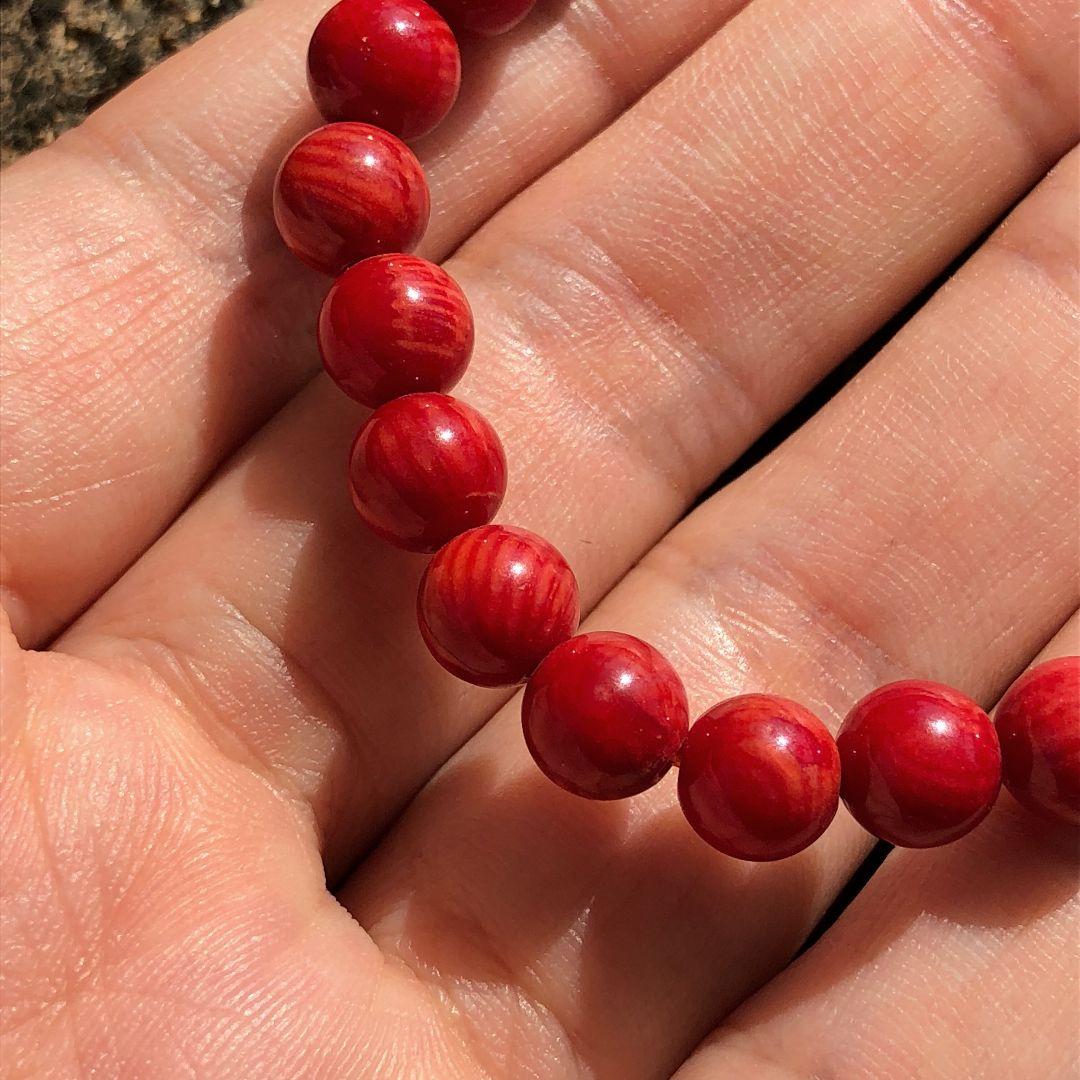 【新品・主玉6.47~6.59mm】高級血赤珊瑚 ブレスレット