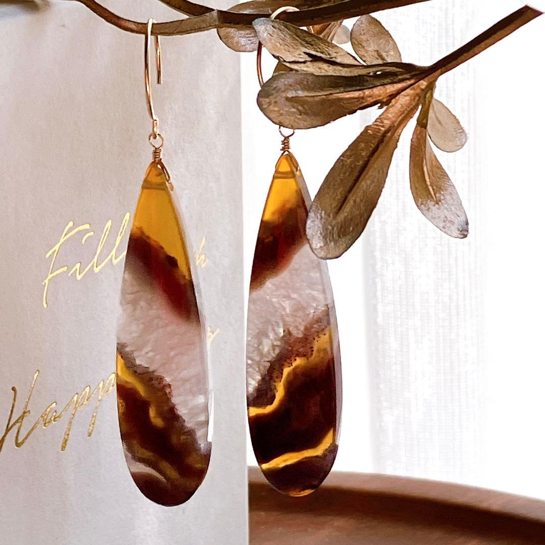 tama◆希少✧ティモールアゲートピアス✧14kgf