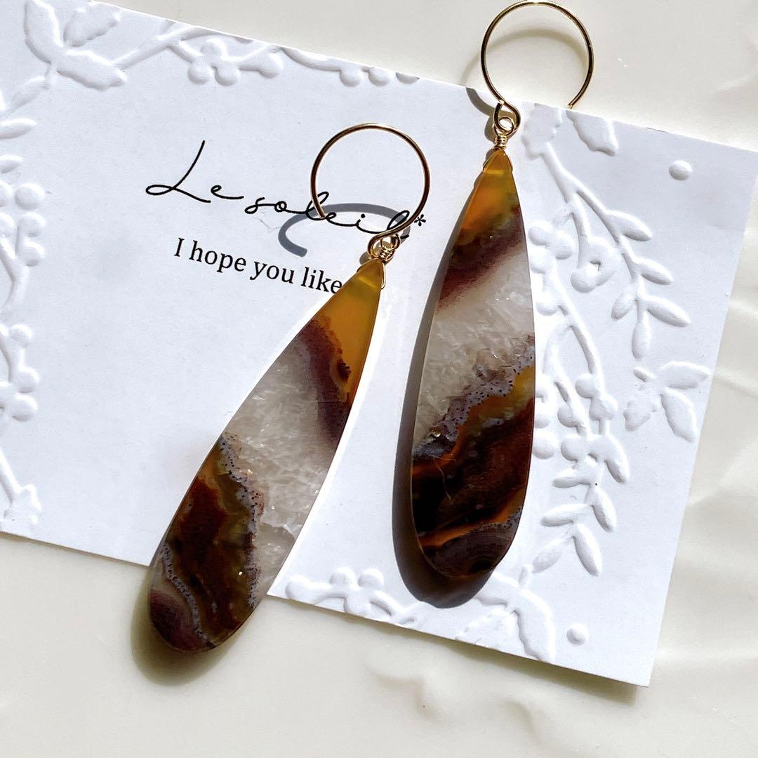 tama◆希少✧ティモールアゲートピアス✧14kgf