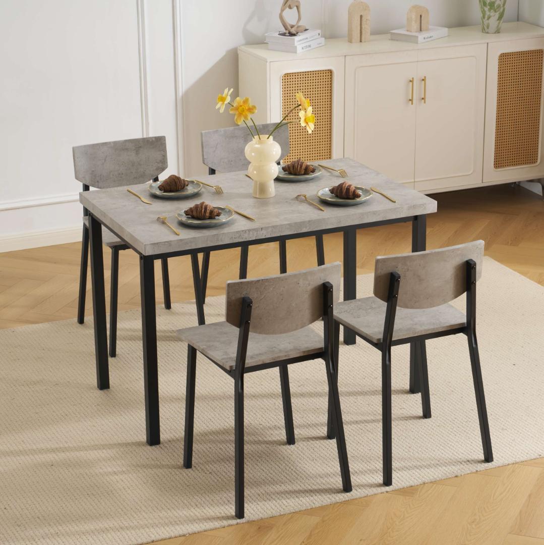 4人掛け テーブル＆チェア4脚 おしゃれ北欧風 長方形 幅110cm　GRAY