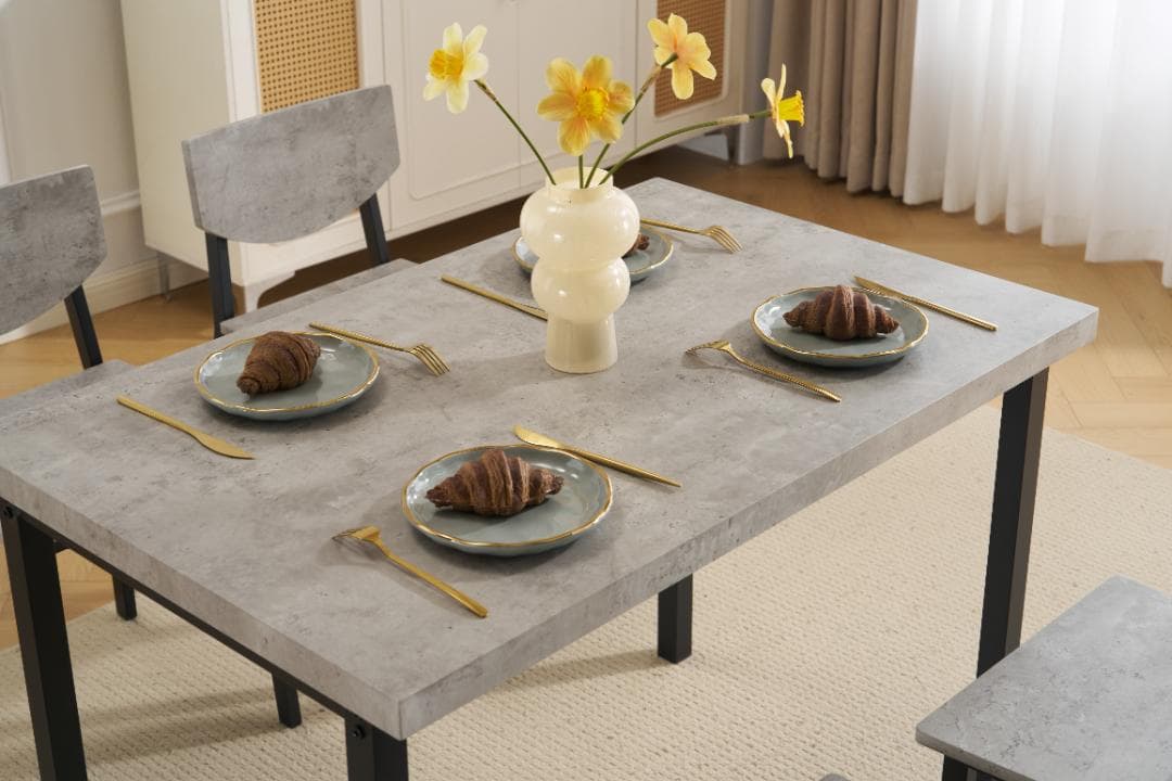 4人掛け テーブル＆チェア4脚 おしゃれ北欧風 長方形 幅110cm　GRAY