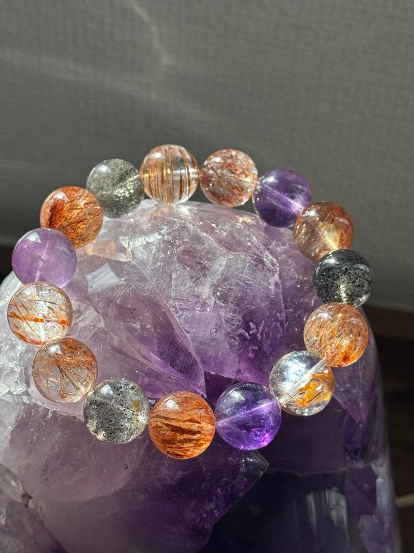天然スーパーセブンブレスレット　14mm 天然石 パワーストーン