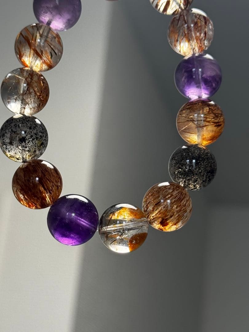 天然スーパーセブンブレスレット　14mm 天然石 パワーストーン