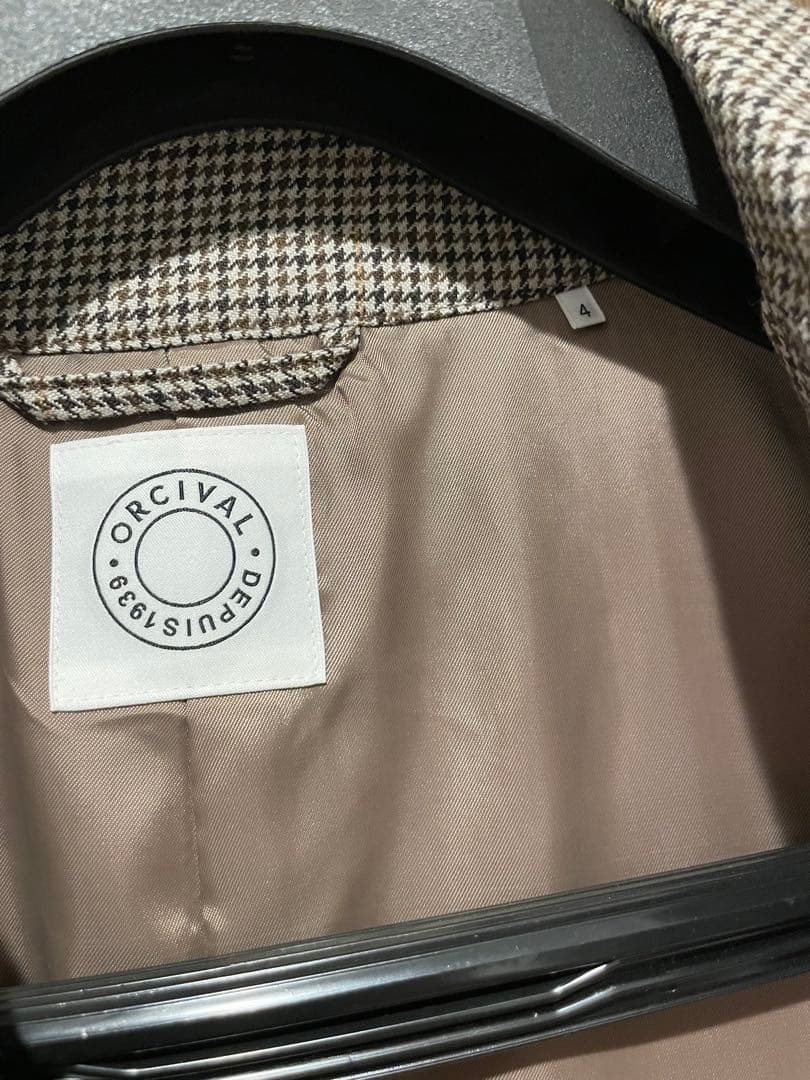 ぴ*ー様 新品★オーシバル★ウールチェックバルマカーンコート★ベージュ4