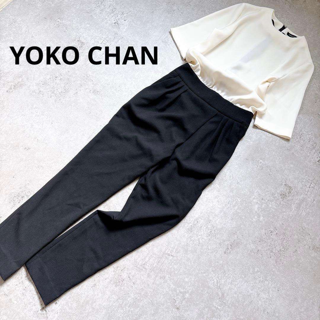 美品✨YOKOCHAN オールインワン　サロペット　ジャンプスーツ　半袖　白　黒