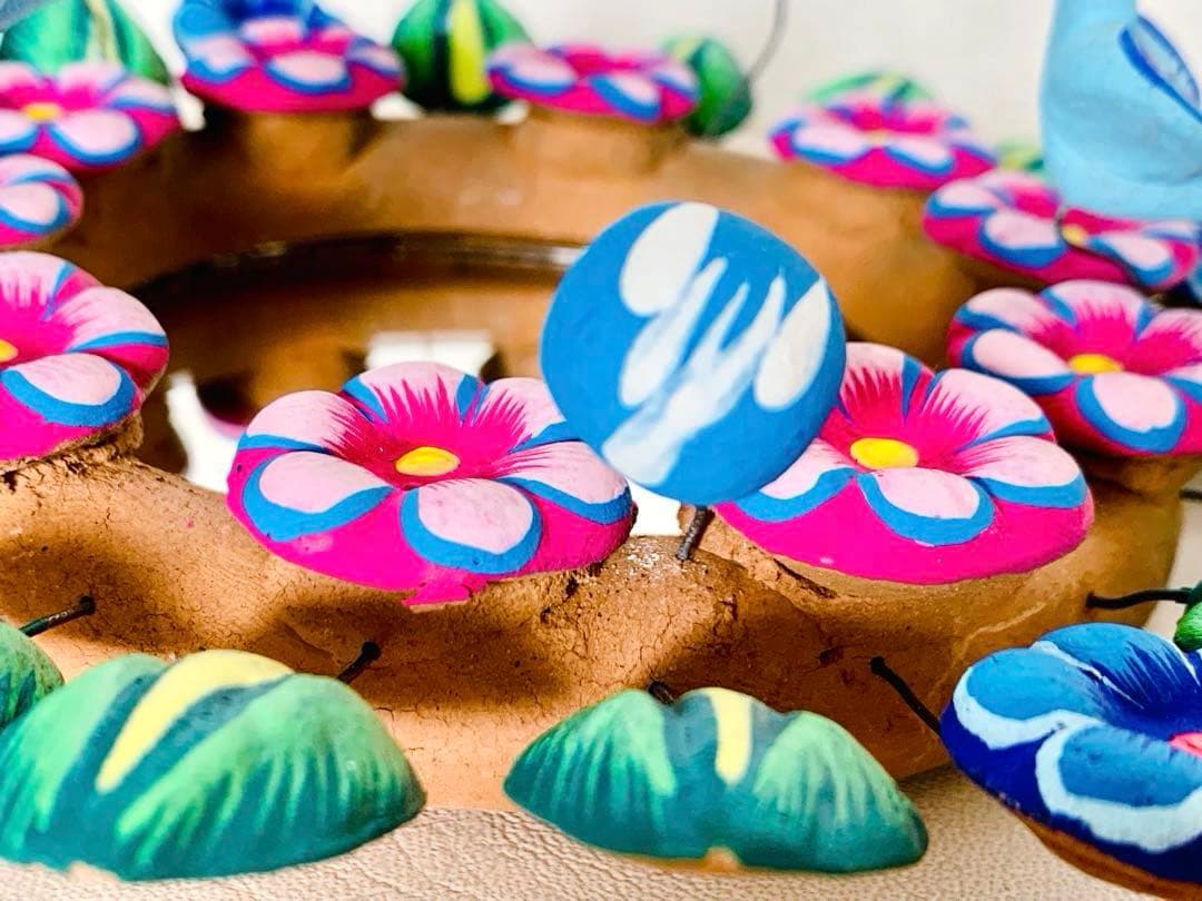 メキシコ メテペック 生命の樹 壁掛け鏡 陶芸 工芸品 民芸品 インテリア