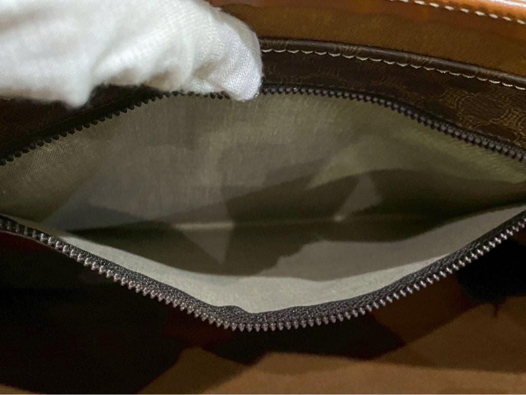 CELINE ハンドバッグロゴ刻印 レザー PVC マカダム柄 トートバッグ