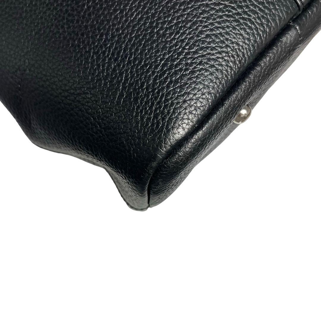 美品　バーニーズニューヨーク トートバッグ A4 シボ革 レザー 黒 790