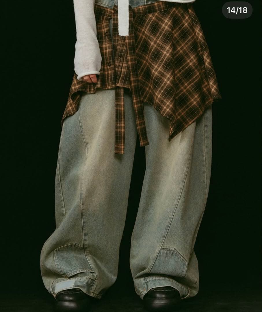 Knuth Marf shirt wrap denimpants/blueデニム