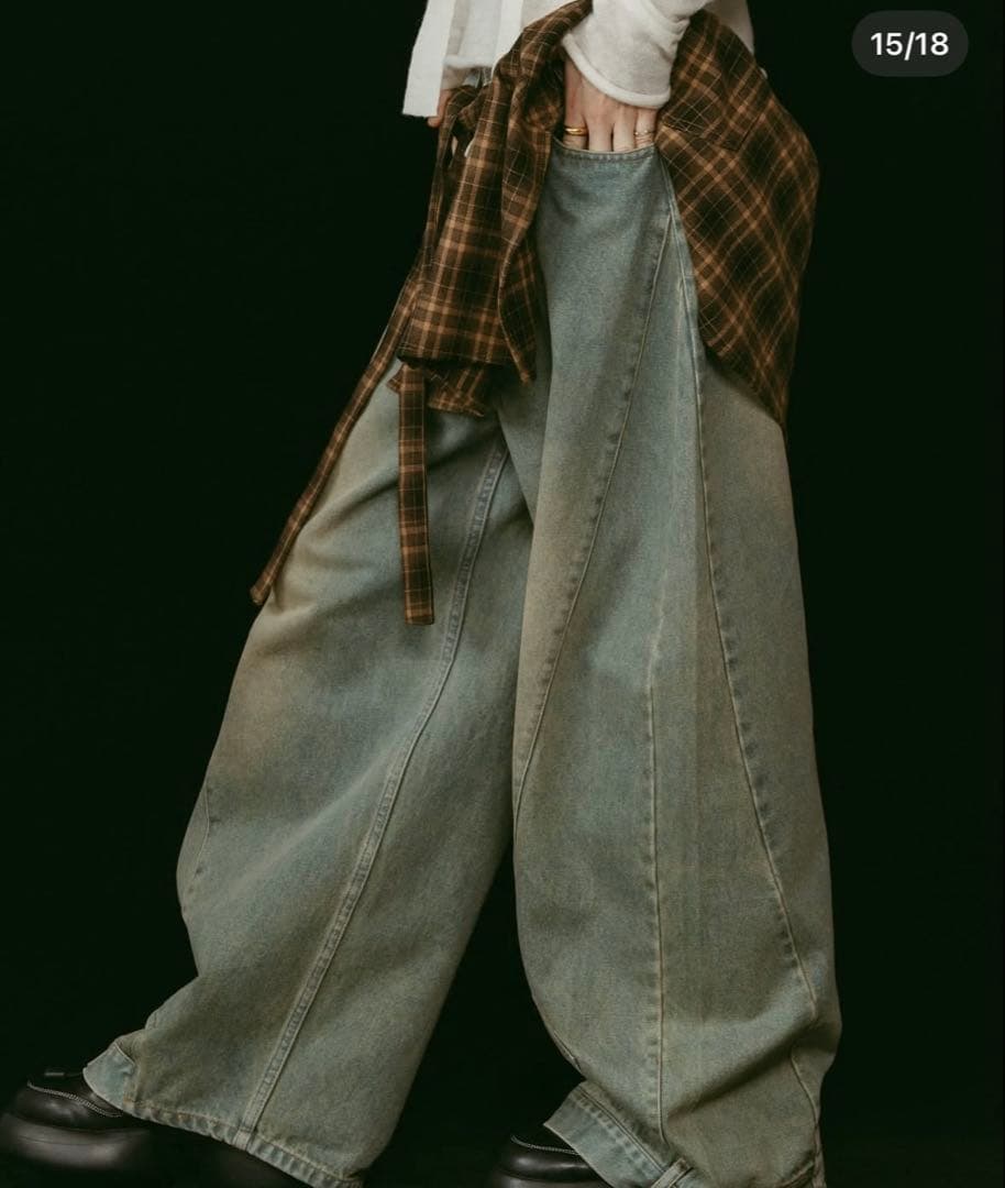 Knuth Marf shirt wrap denimpants/blueデニム