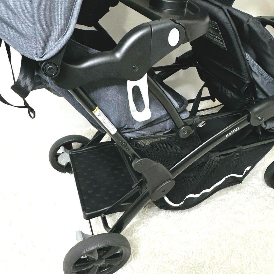 極美品 KATOJI カトージ 二人乗り 二人でゴーDX　レインカバー付　デニム
