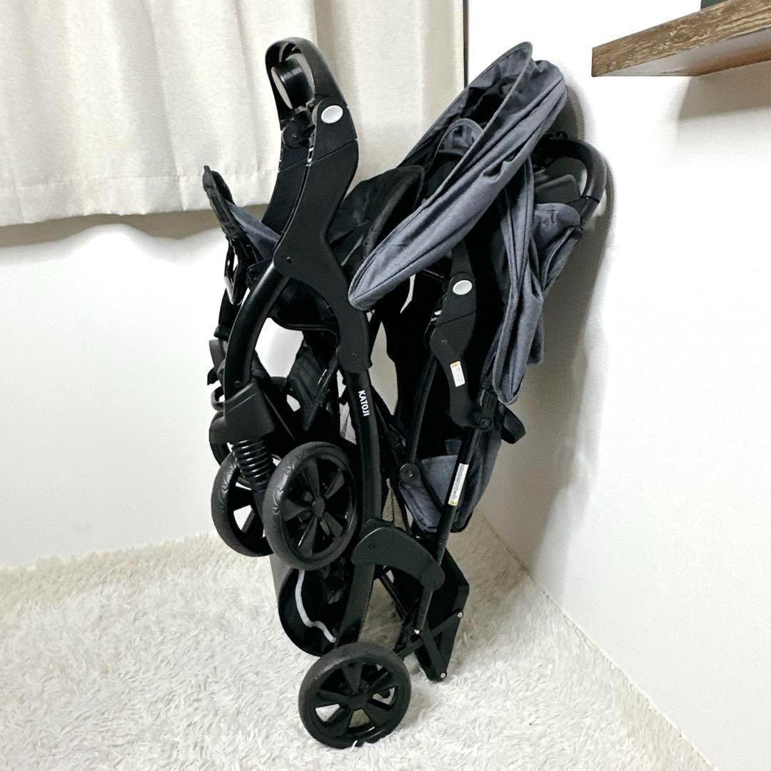 極美品 KATOJI カトージ 二人乗り 二人でゴーDX　レインカバー付　デニム