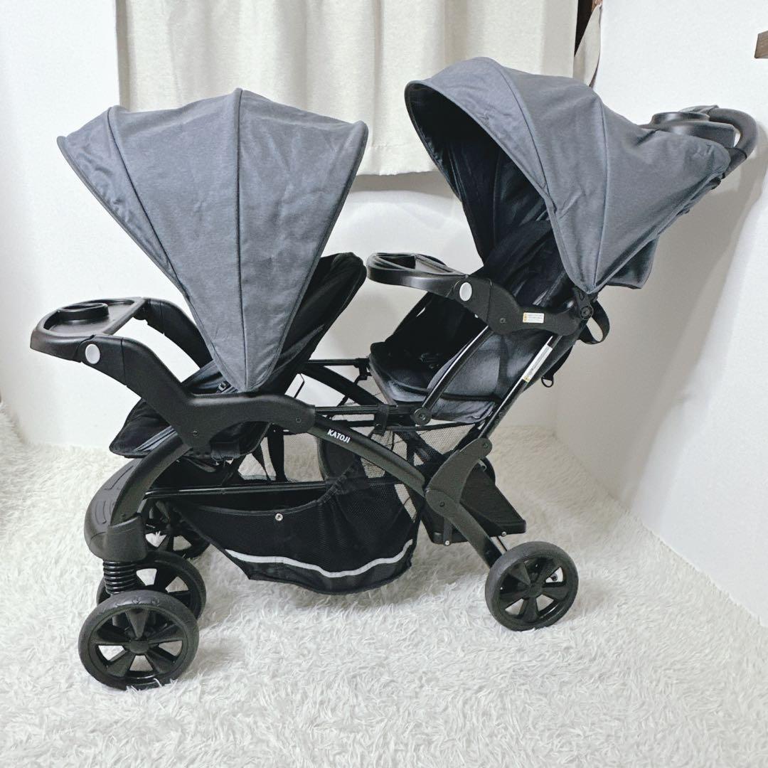 極美品 KATOJI カトージ 二人乗り 二人でゴーDX　レインカバー付　デニム
