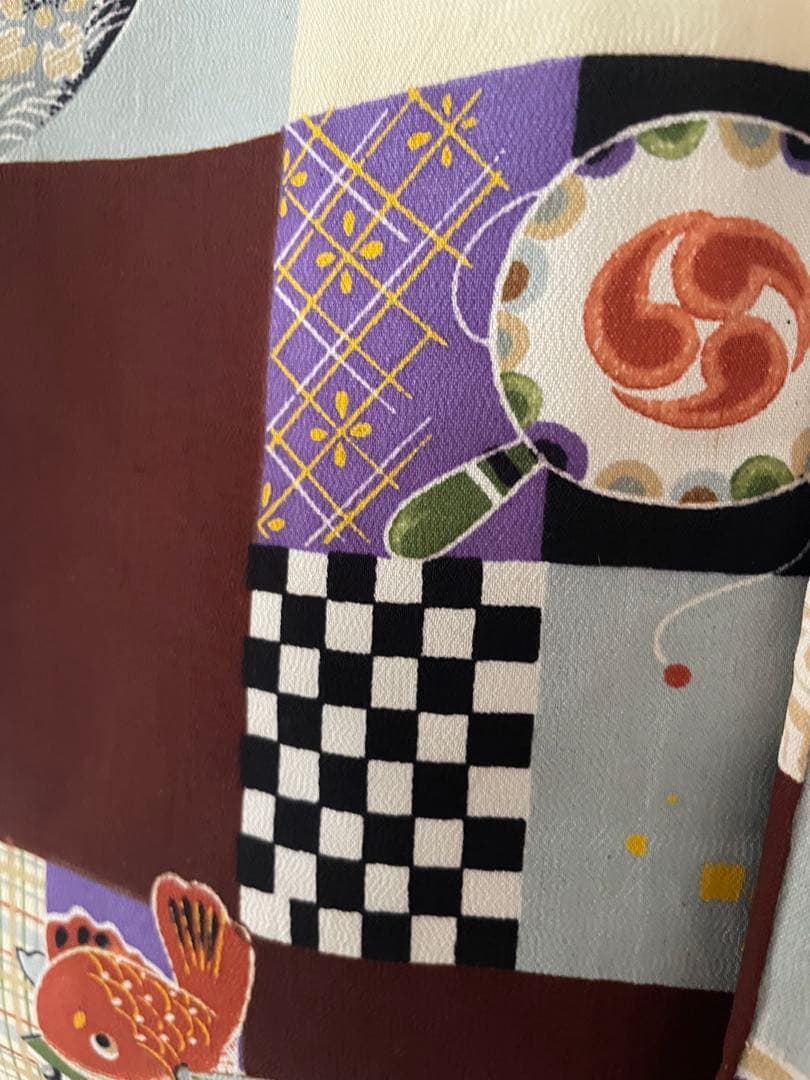 美品　七五三　3歳　アンティークお着物セット　正絹　ブラウンの総絞り被布　ブーツ