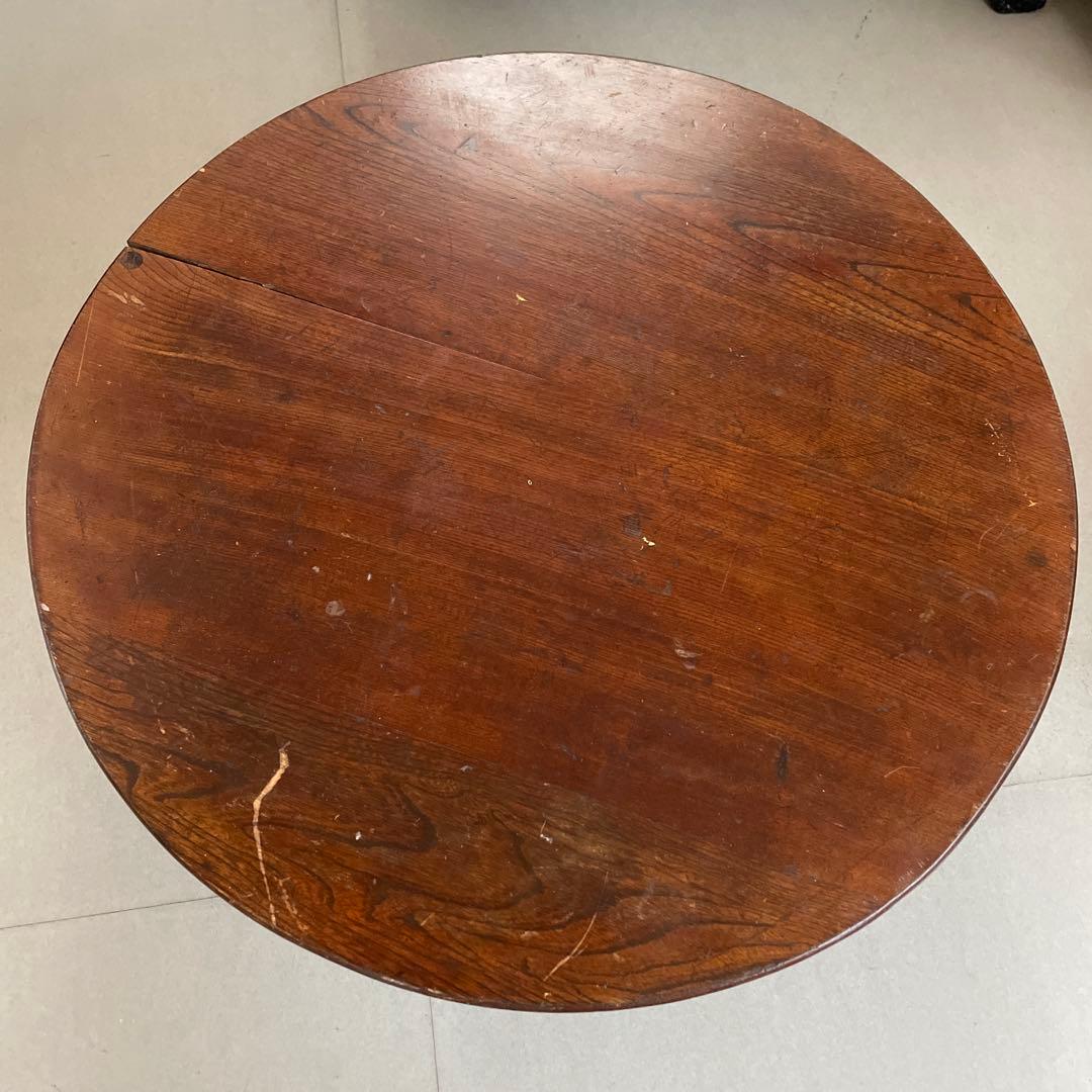 ちゃぶ台　 木製円形座卓 ダークブラウン 4本脚