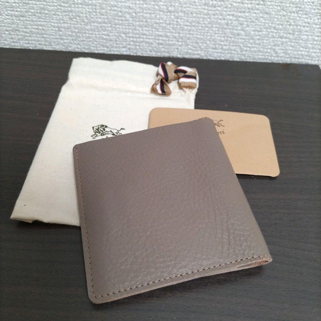 新品 イルビゾンテ 本革 レザー コンパクト 折り財布 カードケース グレー