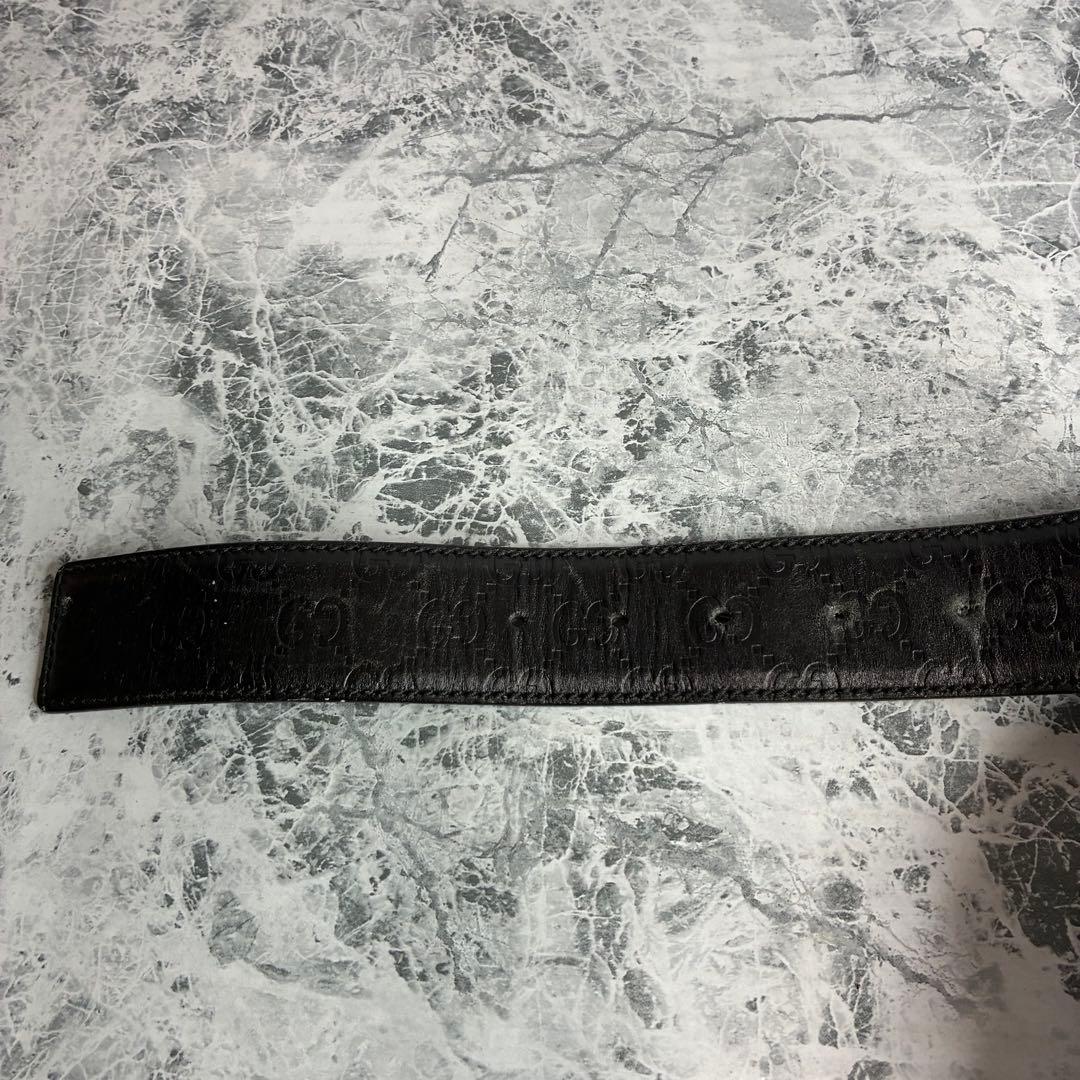 ✨GUCCI✨　グッチ　ベルト　ブラック　黒　　シマレザー　インターロッキングG