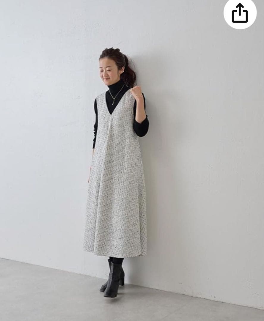 [新品・未使用タグ付き　ビアズリー] ツイードフレアーワンピース