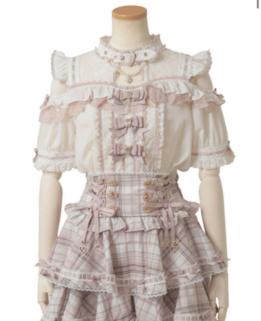 Liz Lisa リズリサ 3つリボンフロントチョーカーブラウス　ピンクホワイト