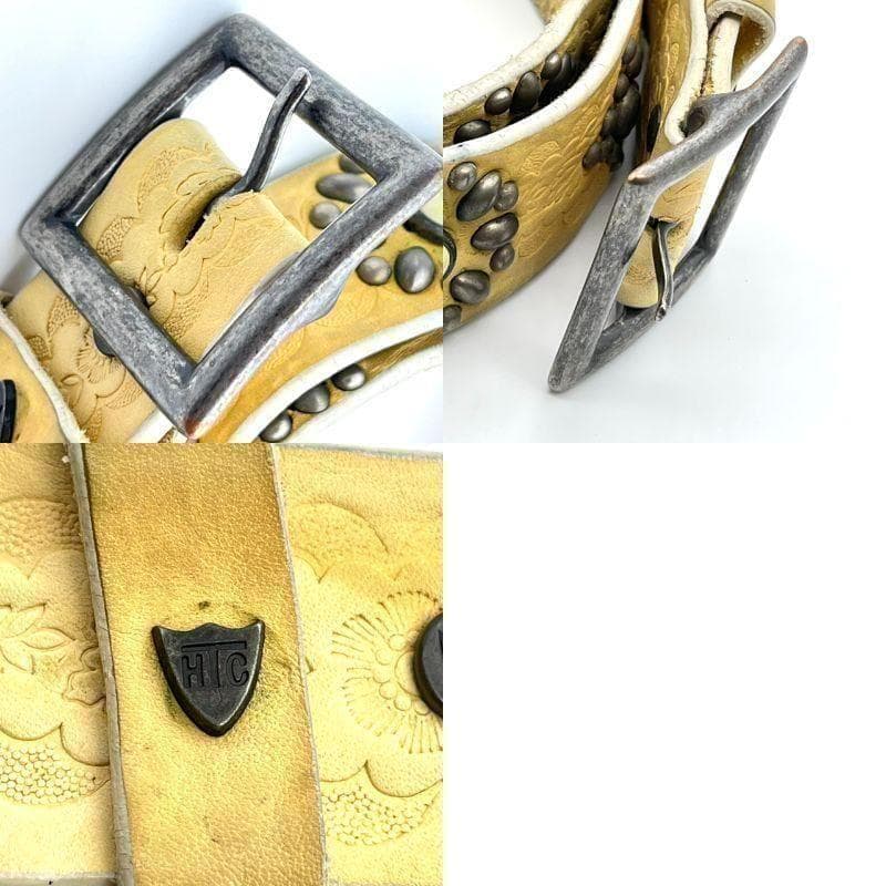 HTC エイチティーシ ベルト ビジュー スタッズ 装飾 レザー ロゴ金具