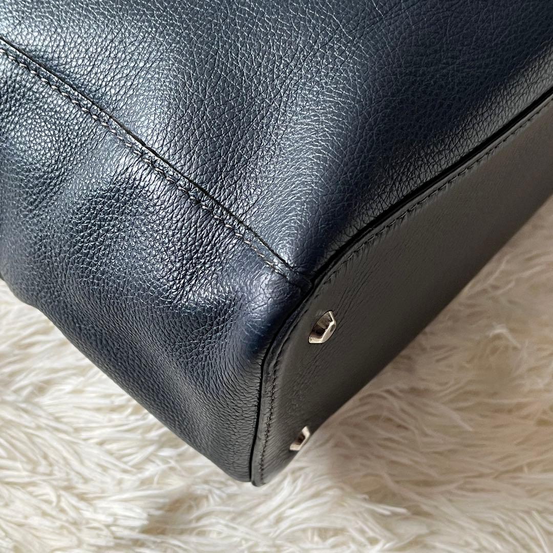 FUJITAKA フジタカ　カルク レザー　トートバッグ A4 ネイビー