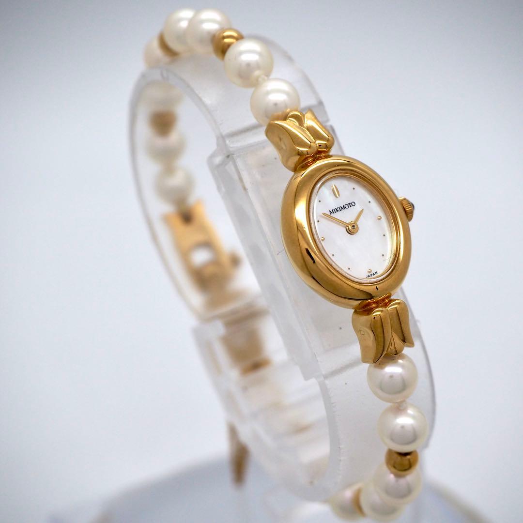 388 稼働【美品】MIKIMOTO 腕時計　あこやパールウォッチ 18KGP