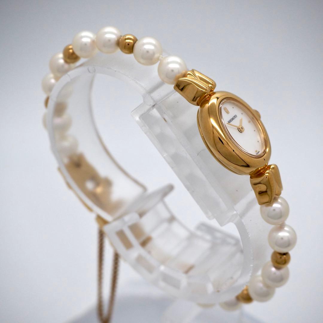 388 稼働【美品】MIKIMOTO 腕時計　あこやパールウォッチ 18KGP