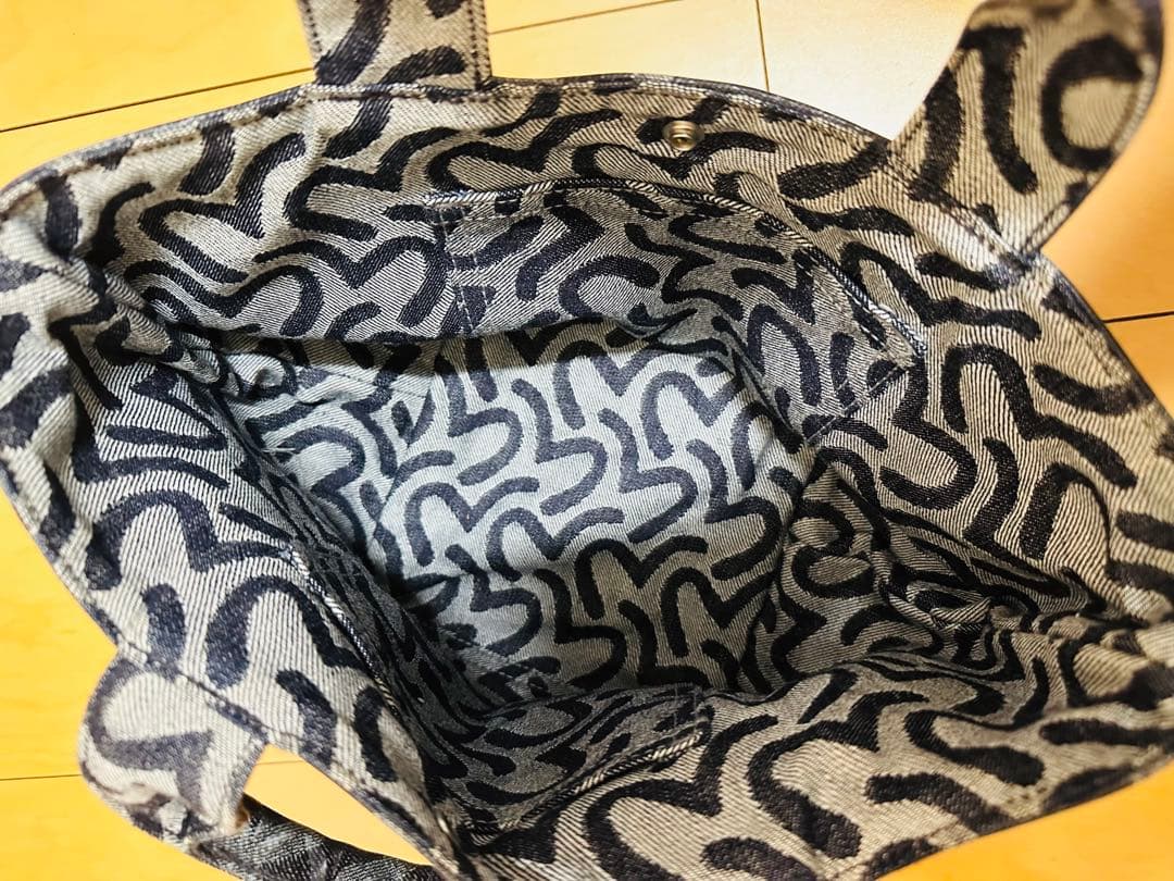 【美品】EVISU 総柄コーティングデニムトートバッグ