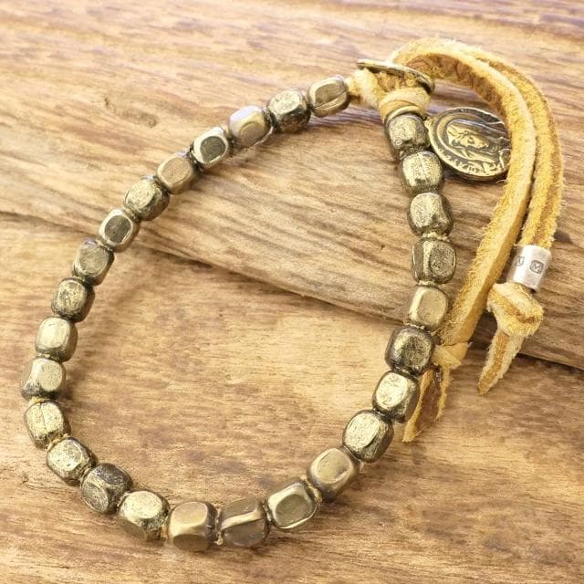 新品 B'z 稲葉浩志着用 amp japan ビーズ ブレスレット 茶 真鍮