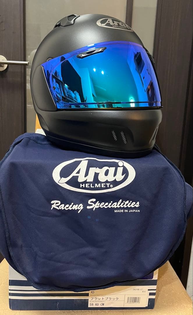 Arai XD フラットブラック 59-60cm ブルーミラーシールド付き