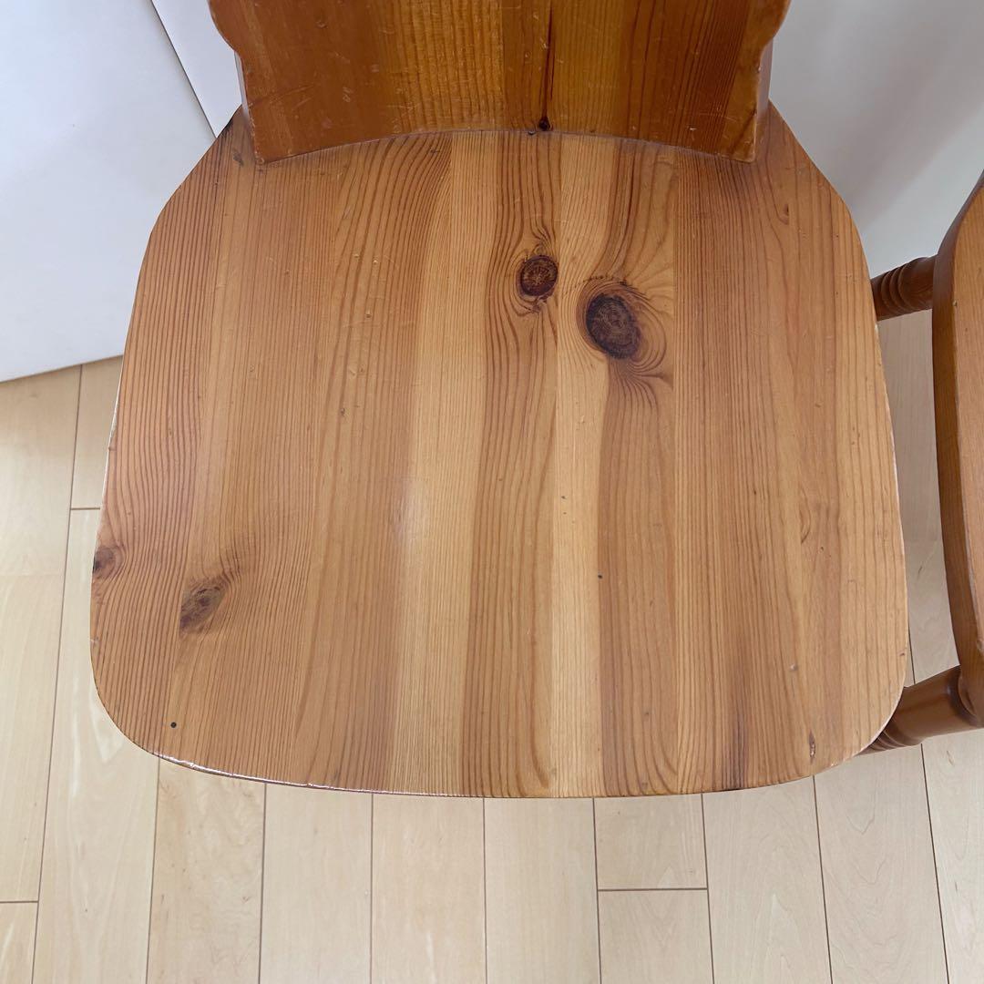 木の温もり　カントリー　ウッドチェア　ダイニング　2脚セット ハート形