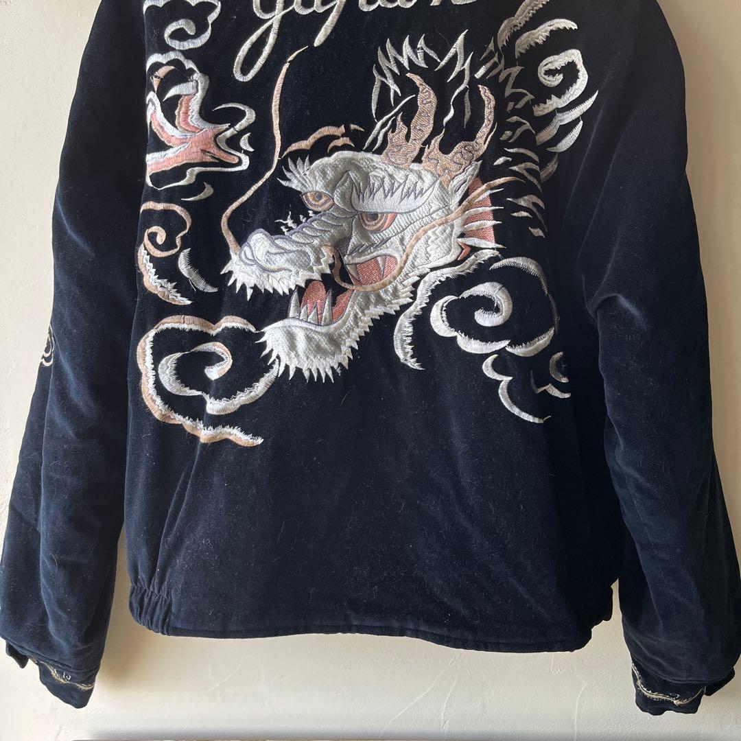 00s SLOW HAND ドラゴン刺繍 ベロア　スカジャン ブラック