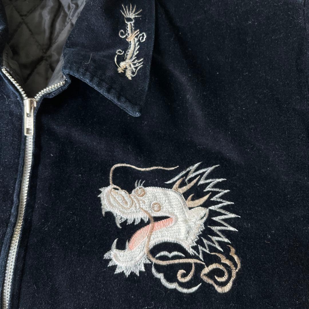 00s SLOW HAND ドラゴン刺繍 ベロア　スカジャン ブラック
