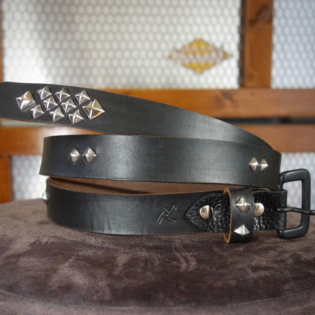 ☆茶芯ナロースタッズベルト24mmサドルレザー htcベルトcallyお好きな方